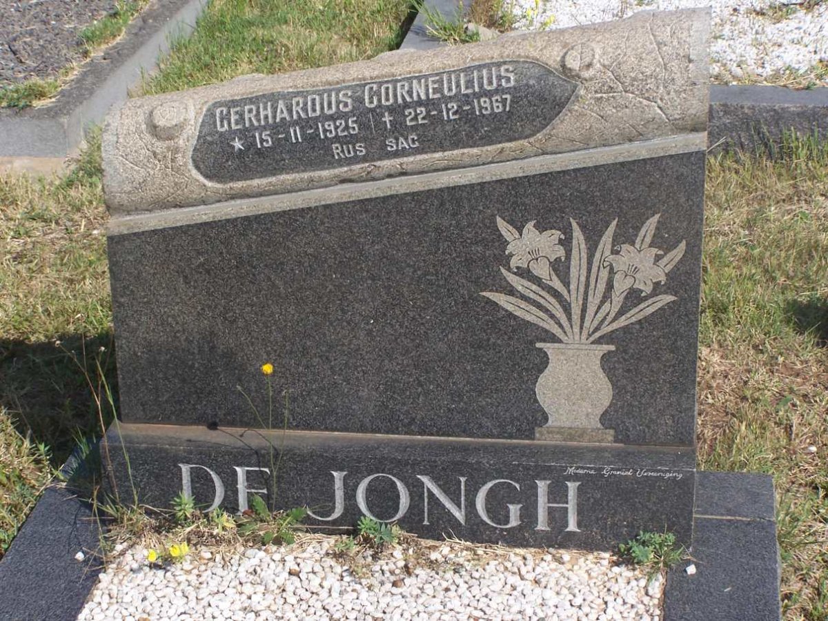JONGH Gerhardus Corneulius, de  1925-1967