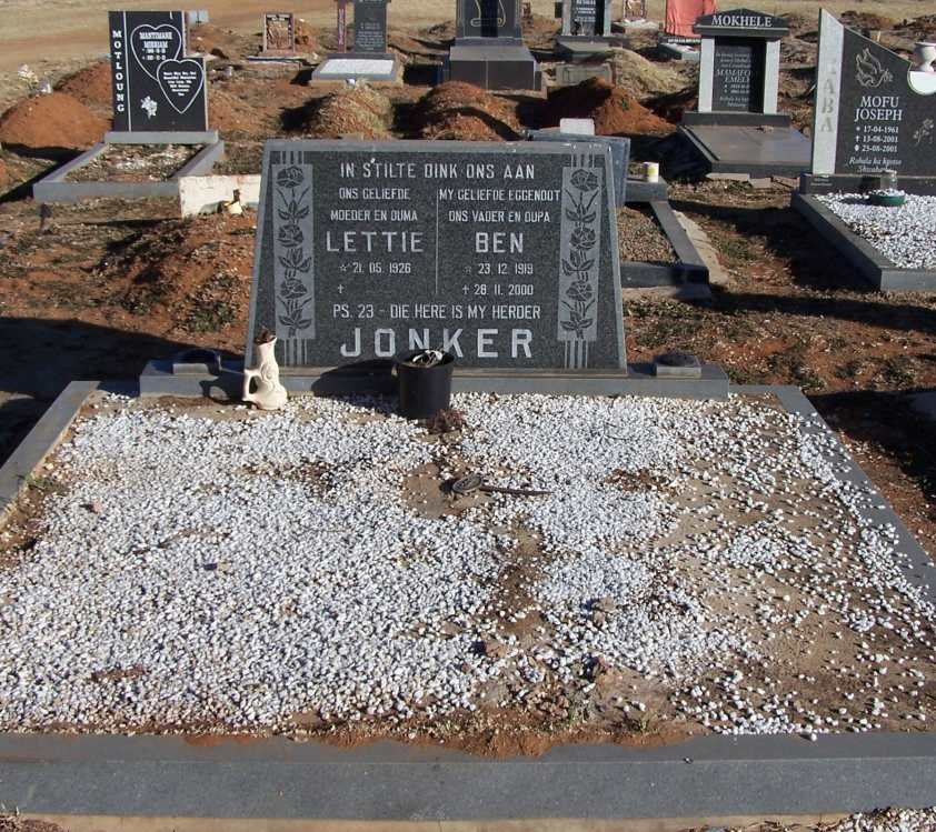 JONKER Ben 1919-2000 &amp; Lettie 1926-