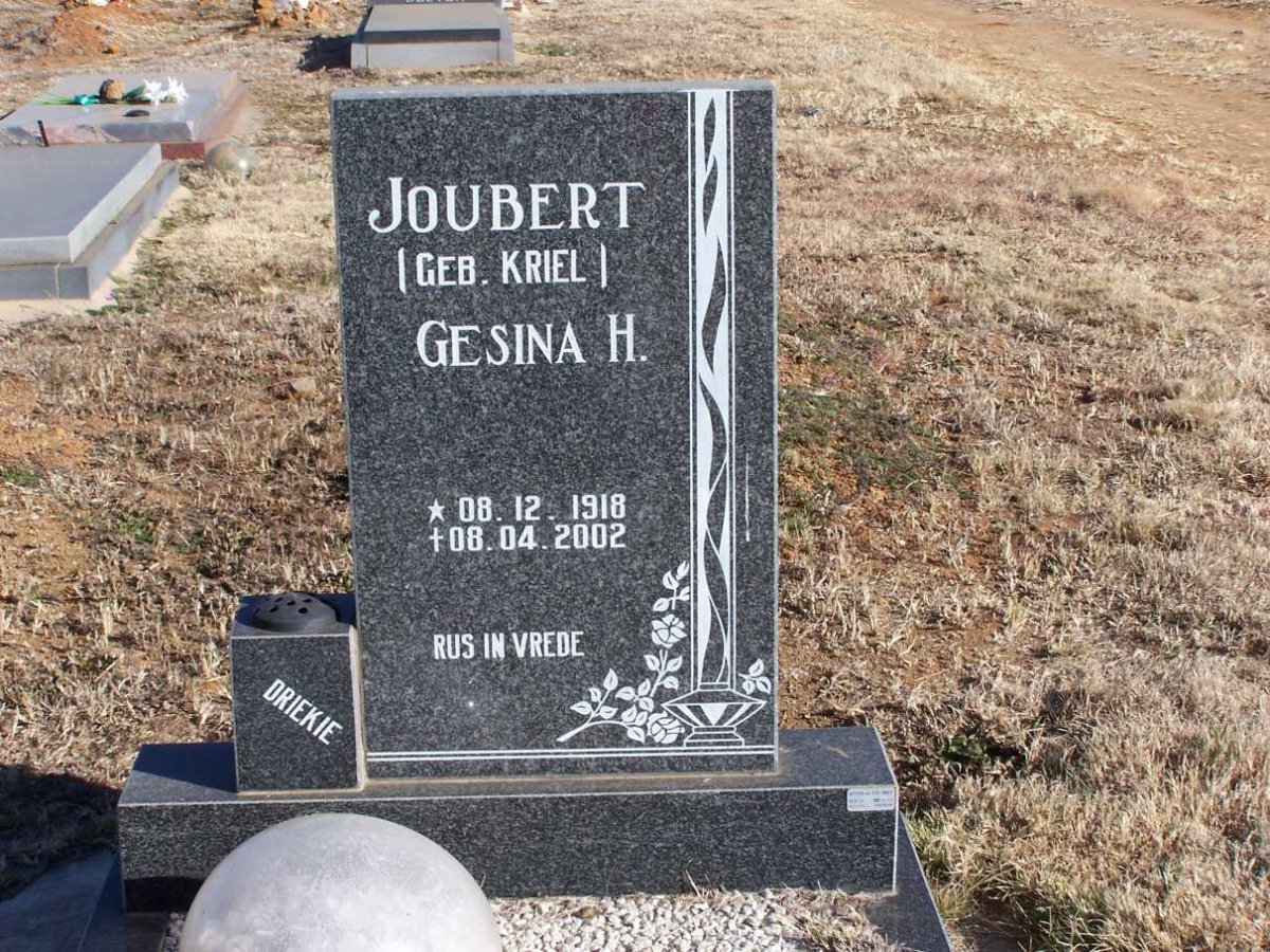 JOUBERT Gesina Hendrika nee KRIEL 1918-2002