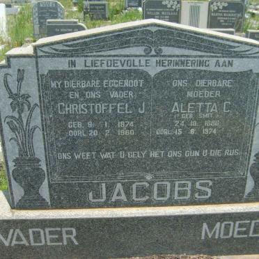 JACOBS Christoffel J. 1874-1960 &amp; Aletta C. SMIT 1886-1974