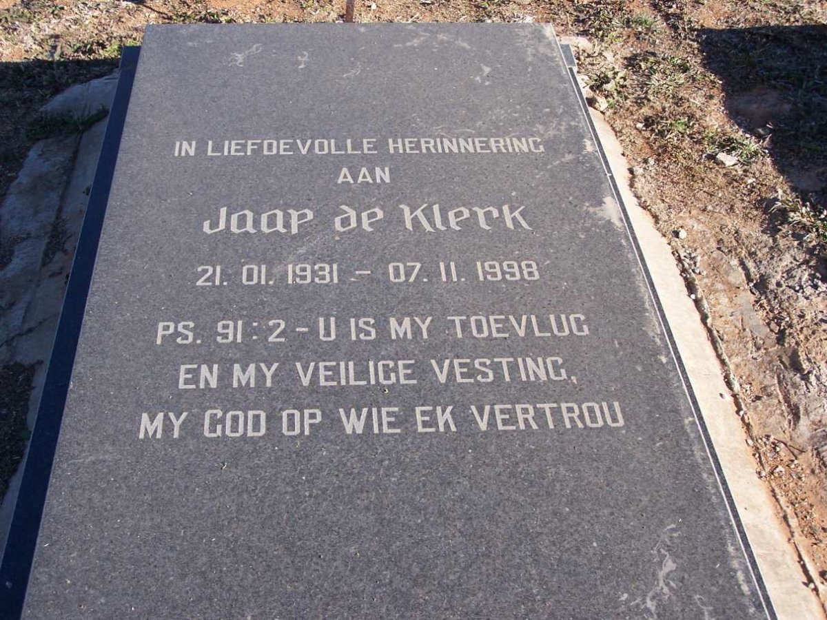 KLERK Jacob Jacobus, de 1931-1998