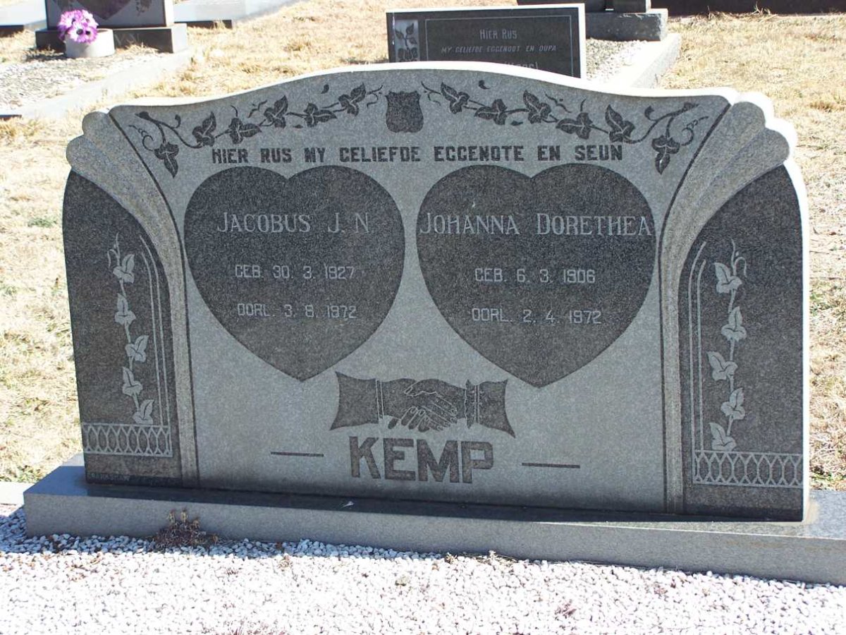KEMP Jacobus J.N. 1927-1972 &amp; Johanna Dorethea 1906-1972