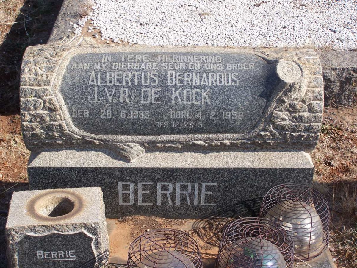 KOCK Albertus Bernardus J.v.R., de 1933-1959