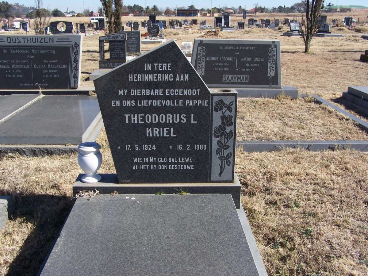 KRIEL Theodorus L. 1924-1980
