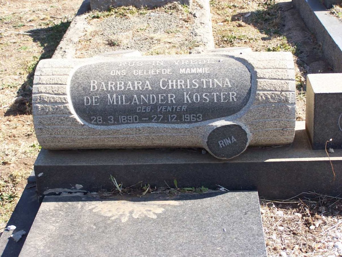 KOSTER Barbara Christina De Milander nee VENTER 1890-1963