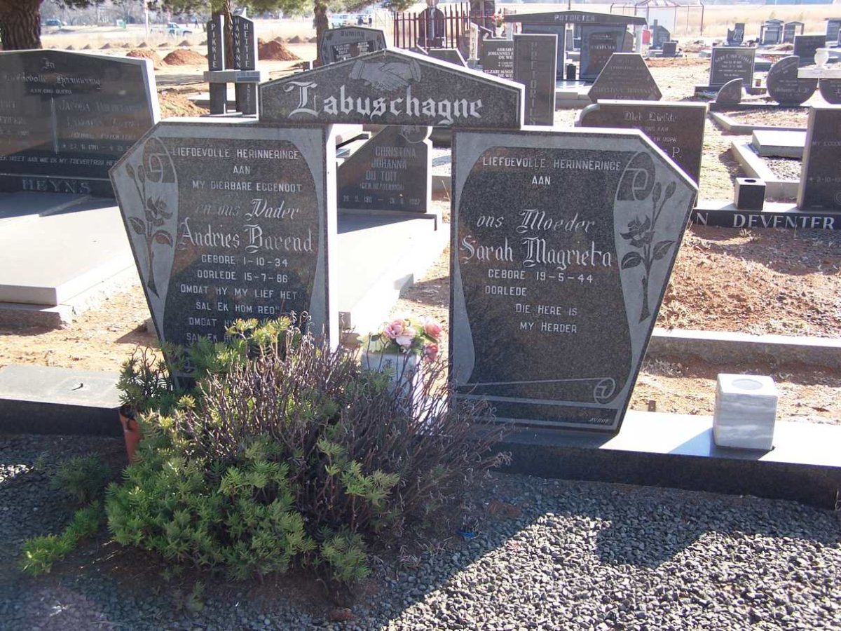 LABUSCHAGNE Andries Barend 1934-1986 &amp; Sarah Magrieta 1944-