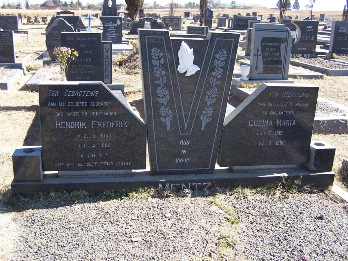 MENTZ Hendrik Frederik 1909-1982 &amp; Gesina Maria 1915-1986