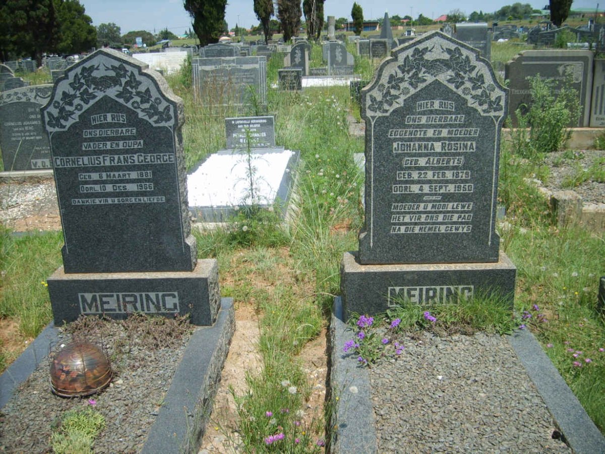 MEIRING Cornelius Frans George 1881-1966 &amp; Johanna Rosina ALBERTS 1879-1950