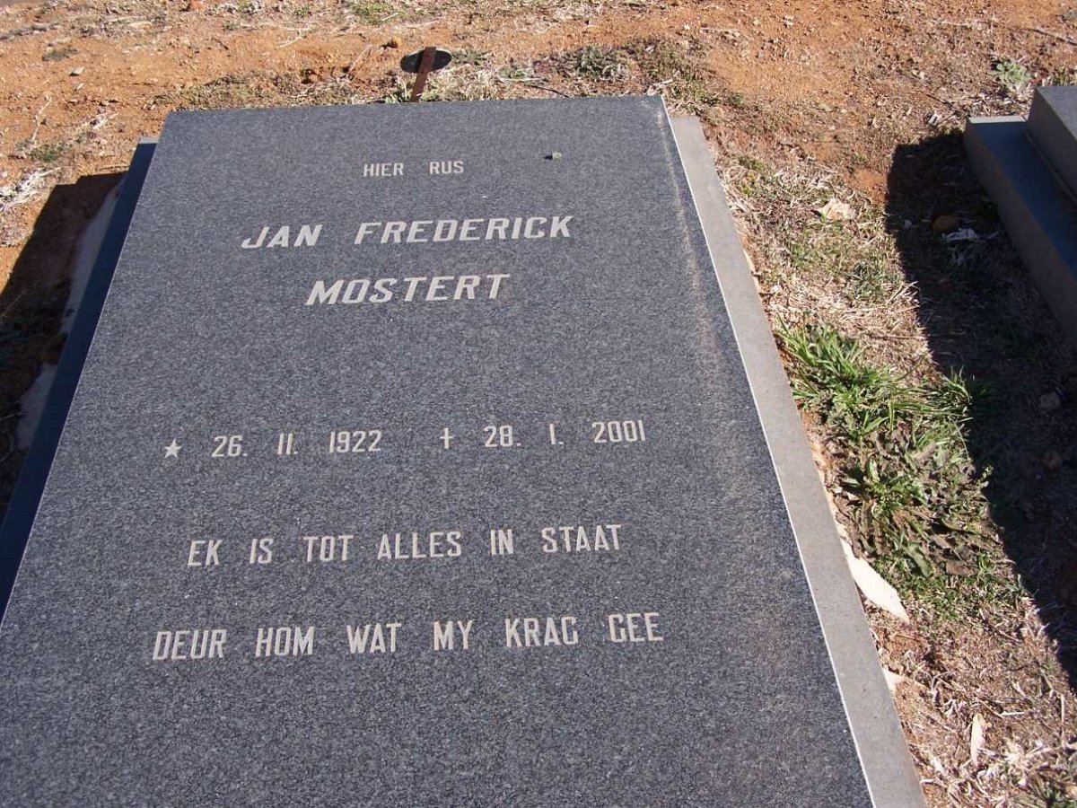 MOSTERT Jan Frederick 1922-2001