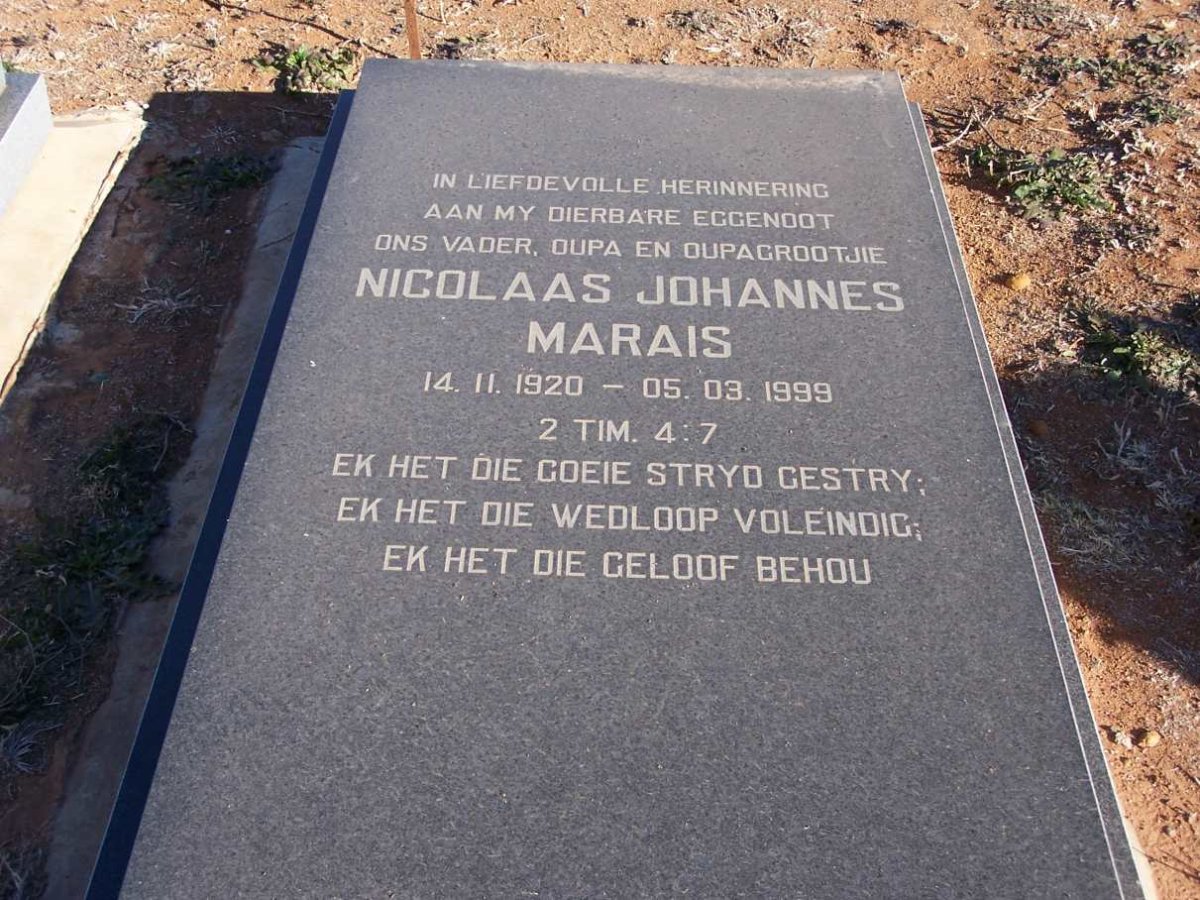 MARAIS Nicolaas Johannes 1920-1999
