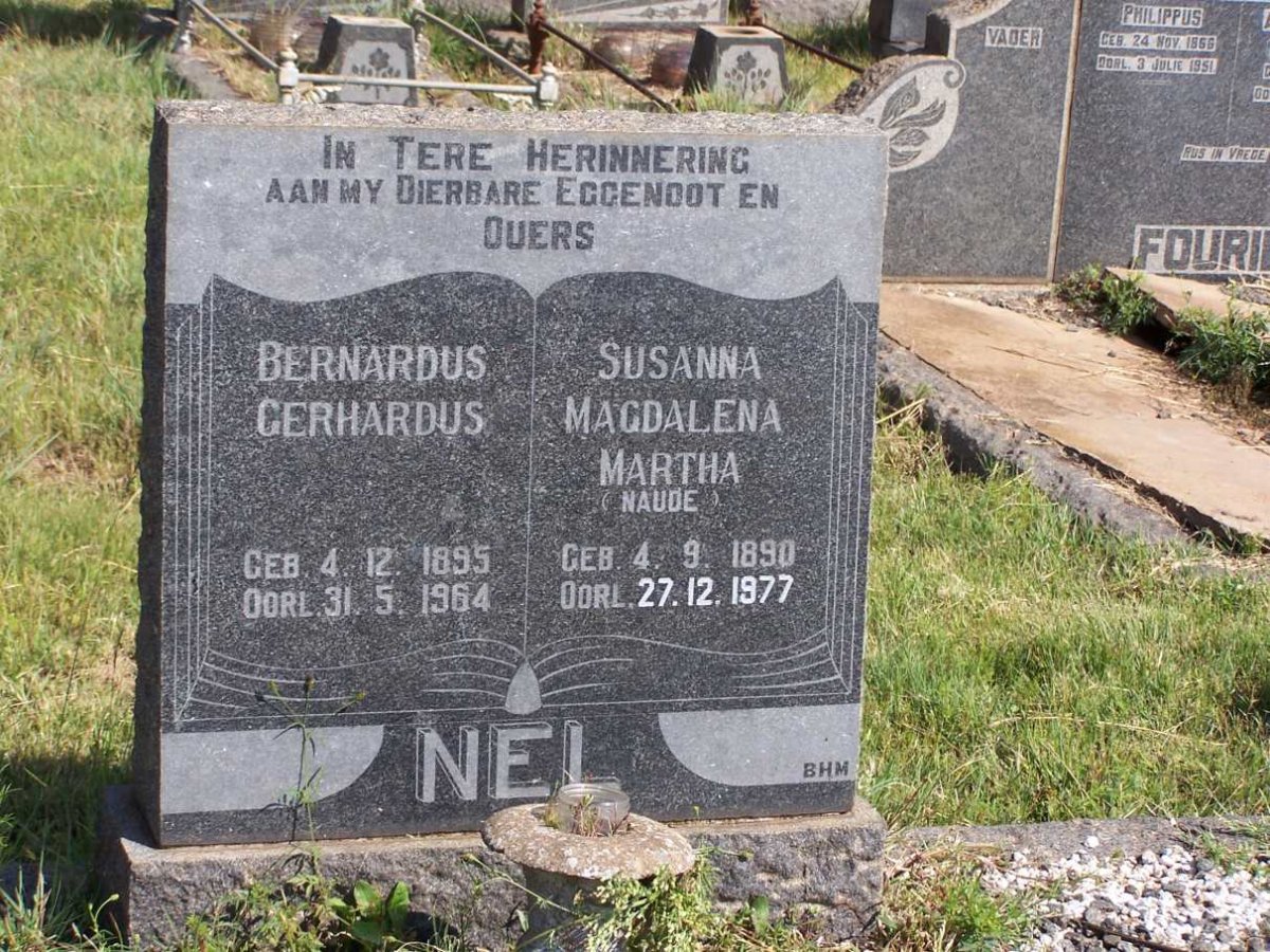 NEL Bernardus Gerhardus 1895-1964 &amp; Susanna Magdalena Martha NAUDE 1890-1977