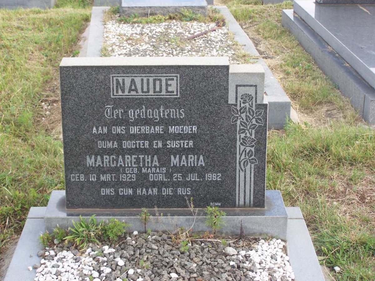 NAUDE Margaretha Maria nee MARAIS 1929-1982