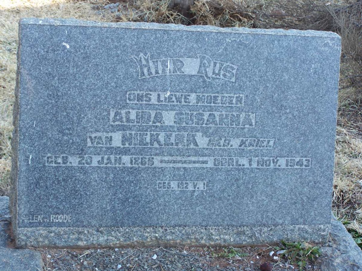 NIEKERK Alida Susanna, nee KRIEL 1866-1943