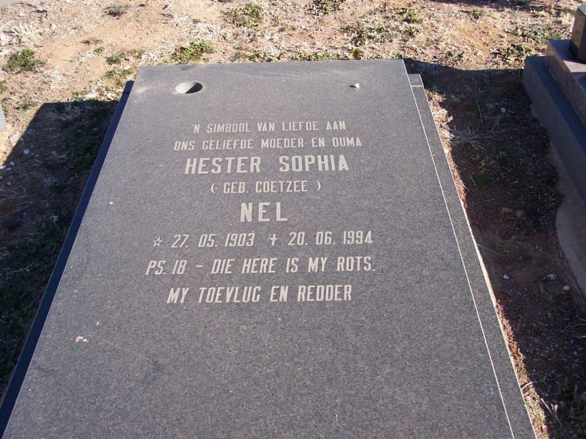 NEL Hester Sophia nee COETZEE 1903-1994