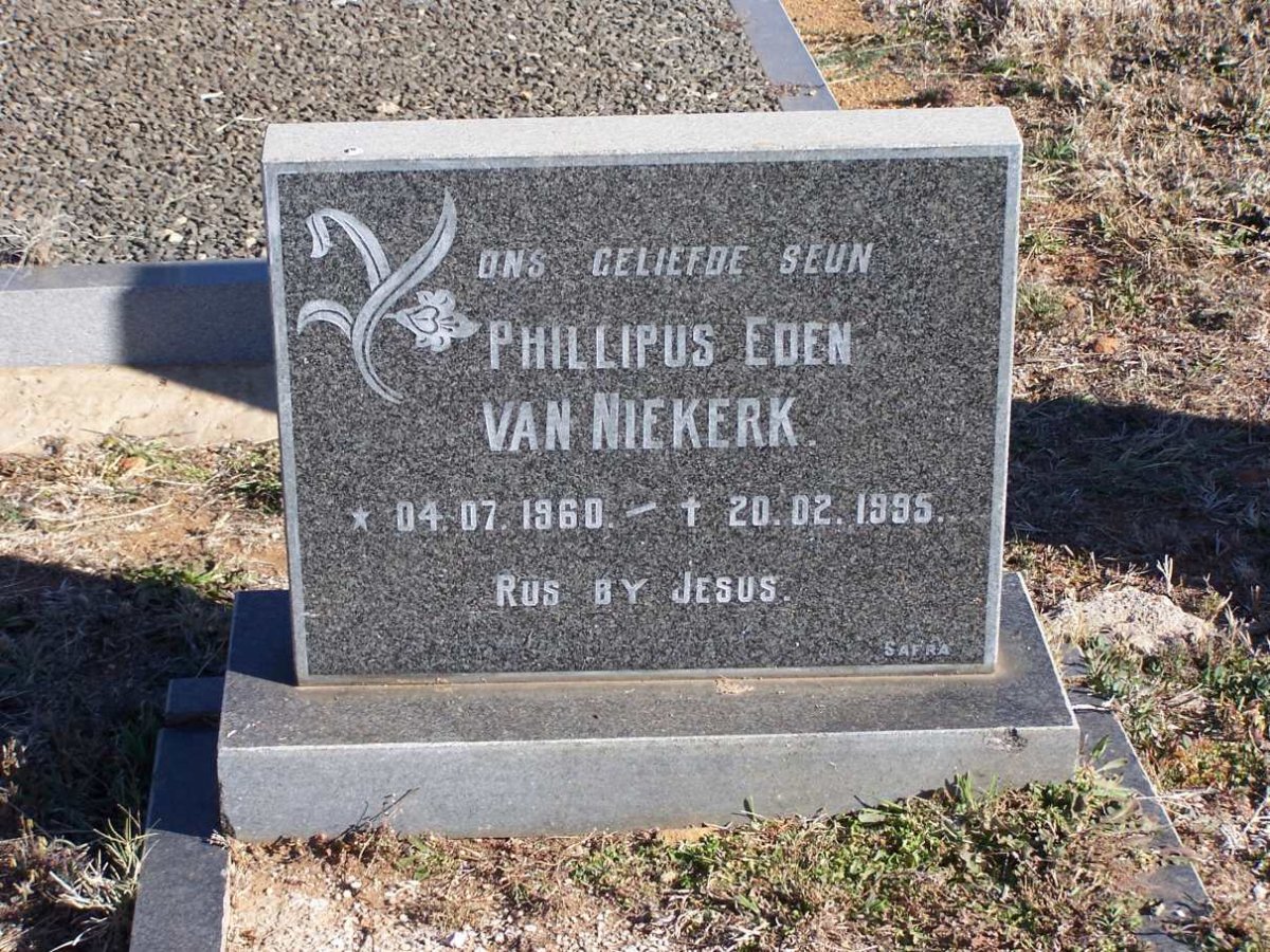NIEKERK Phillipus Eden, van 1960-1995