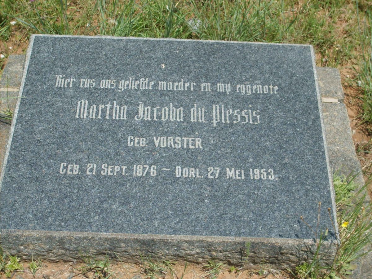 PLESSIS Martha Jacoba, du nee VORSTER 1876-1953