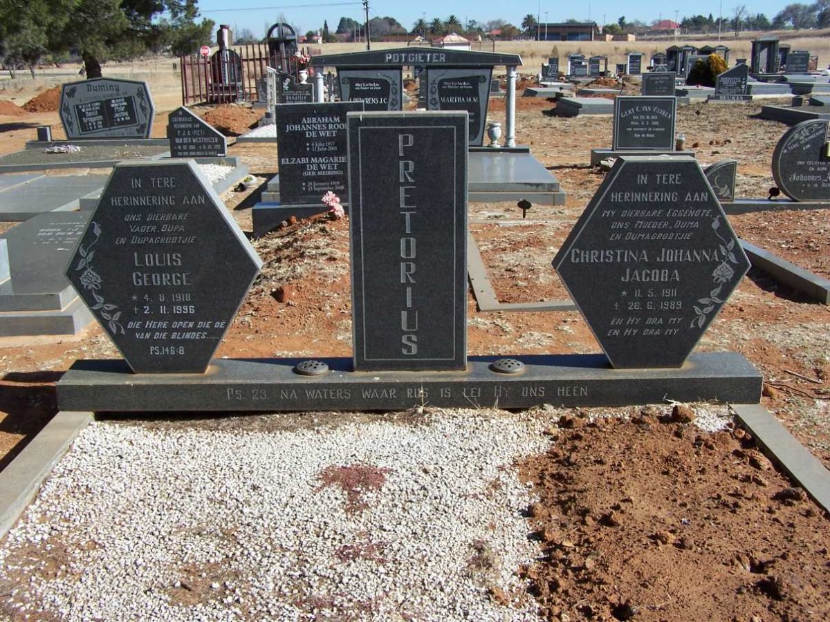 PRETORIUS Louis George 1918-1996 &amp; Christina Johanna Jacoba 1911-1989