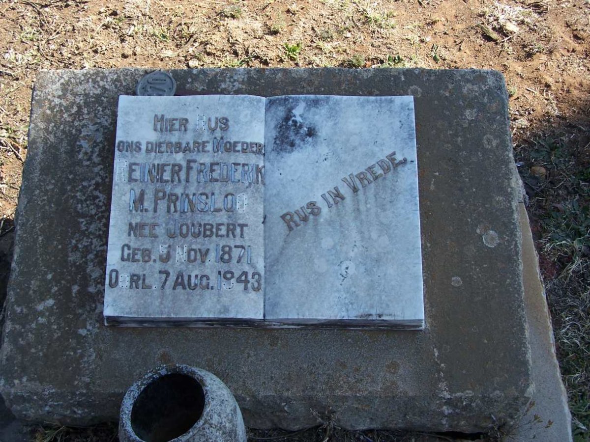 PRINSLOO Reinier Frederik M. nee JOUBERT 1871-1943