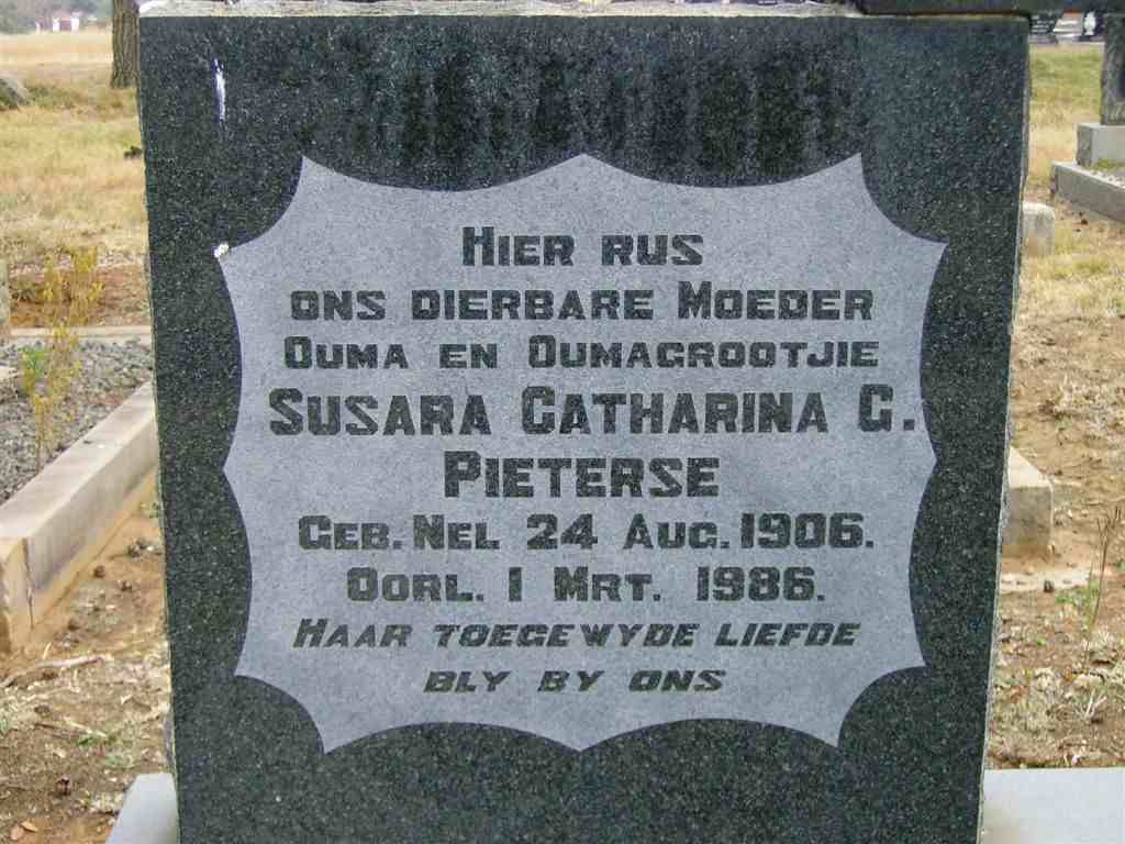 PIETERSE Susara Catharina G. 1906-1986
