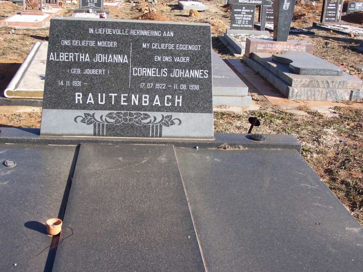 RAUTENBACH Cornelius Johannes 1922-1998 &amp; Albertha Johanna JOUBERT 1931-