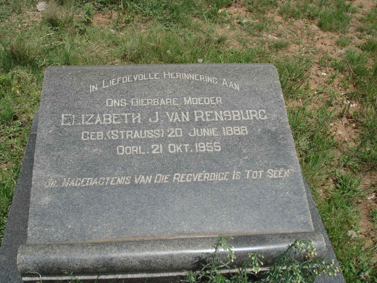 RENSBURG Elizabeth J., van nee STRAUSS 1888-1955