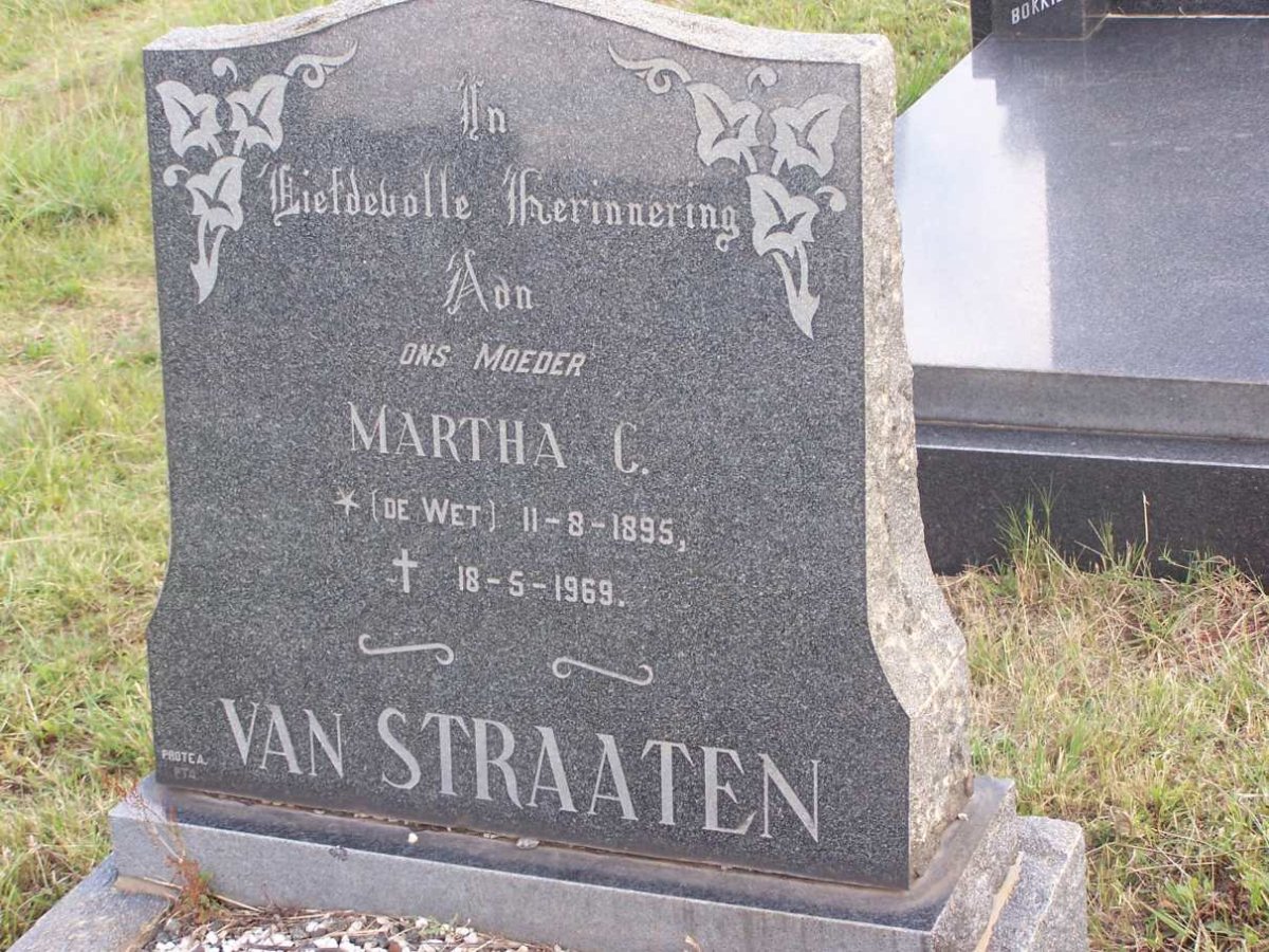 STRAATEN Martha C., van nee DE WET 1895-1969