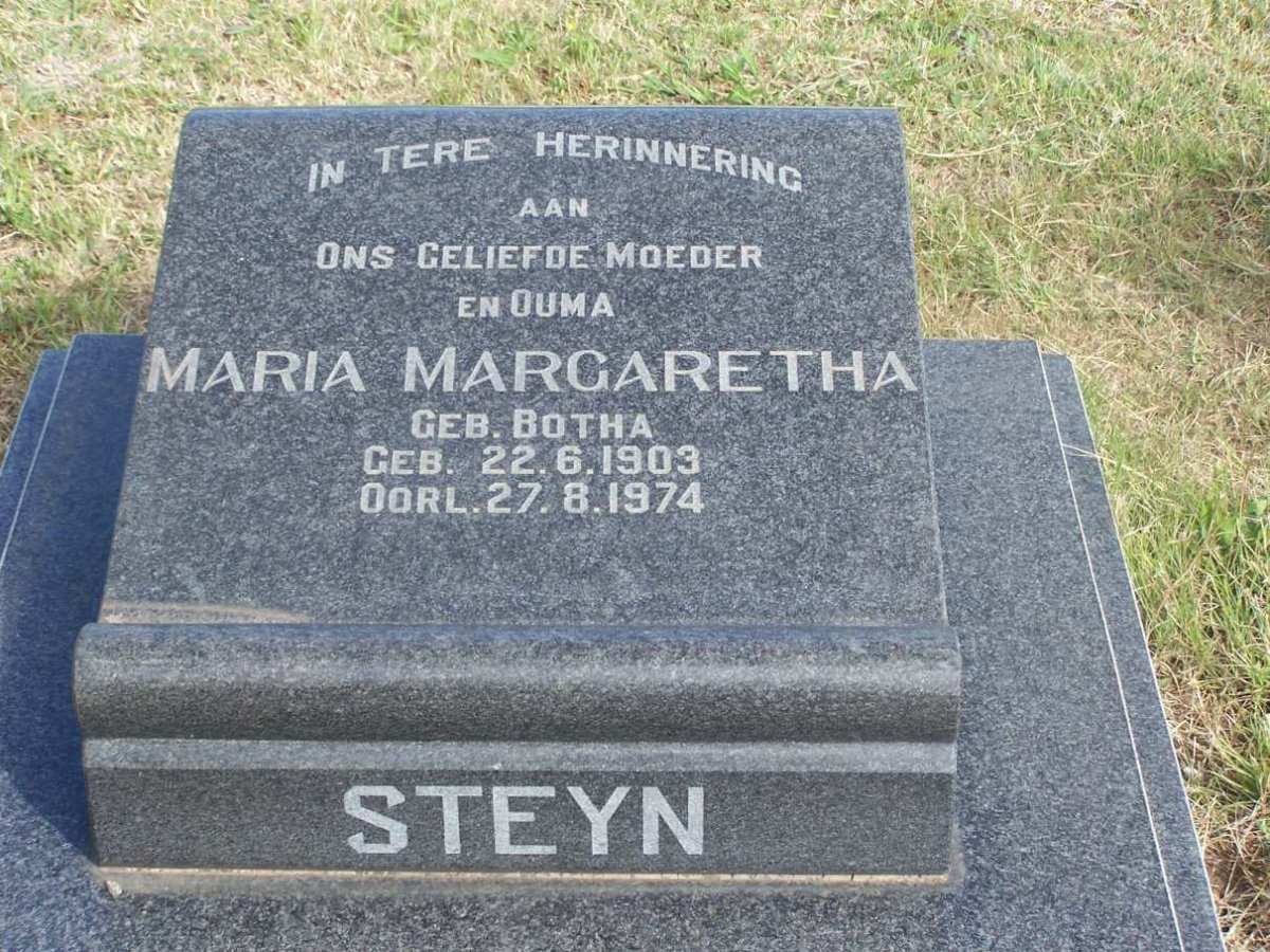 STEYN Maria Margaretha nee BOTHA 1903-1974