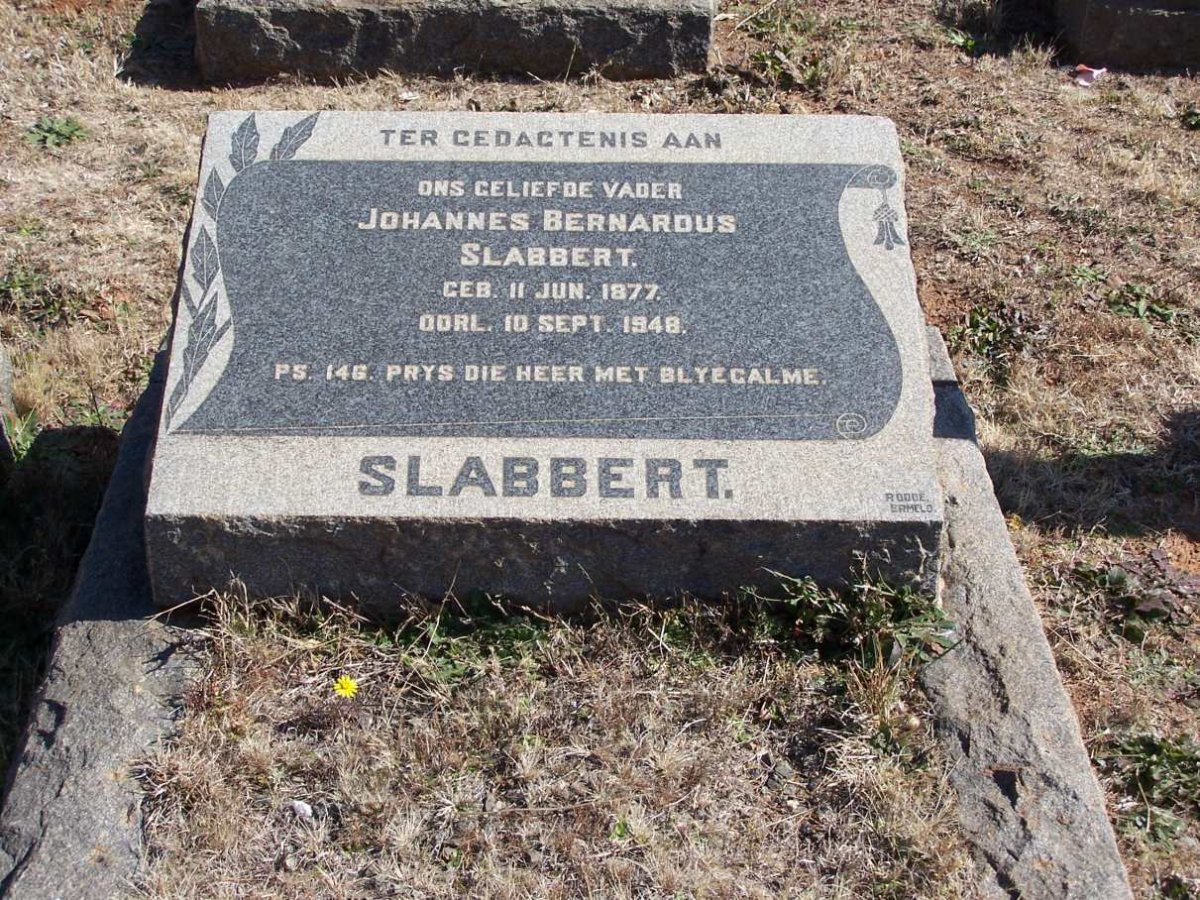 SLABBERT Johannes Bernardus 1877-1948