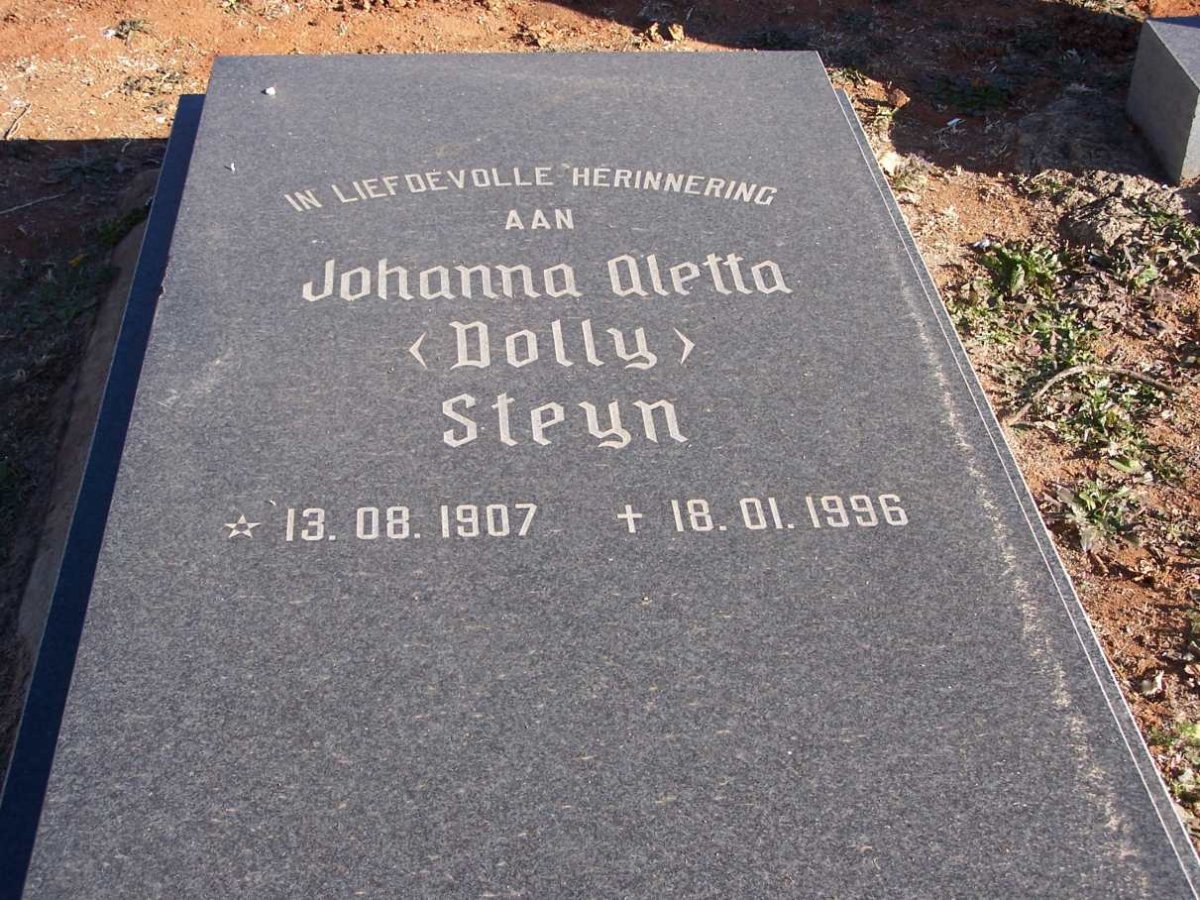 STEYN Johanna Aletta 1907-1996
