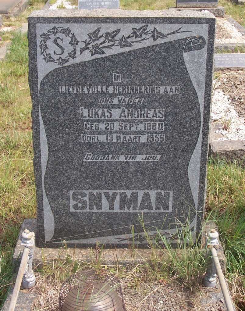 SNYMAN Lukas Andreas 1880-1959