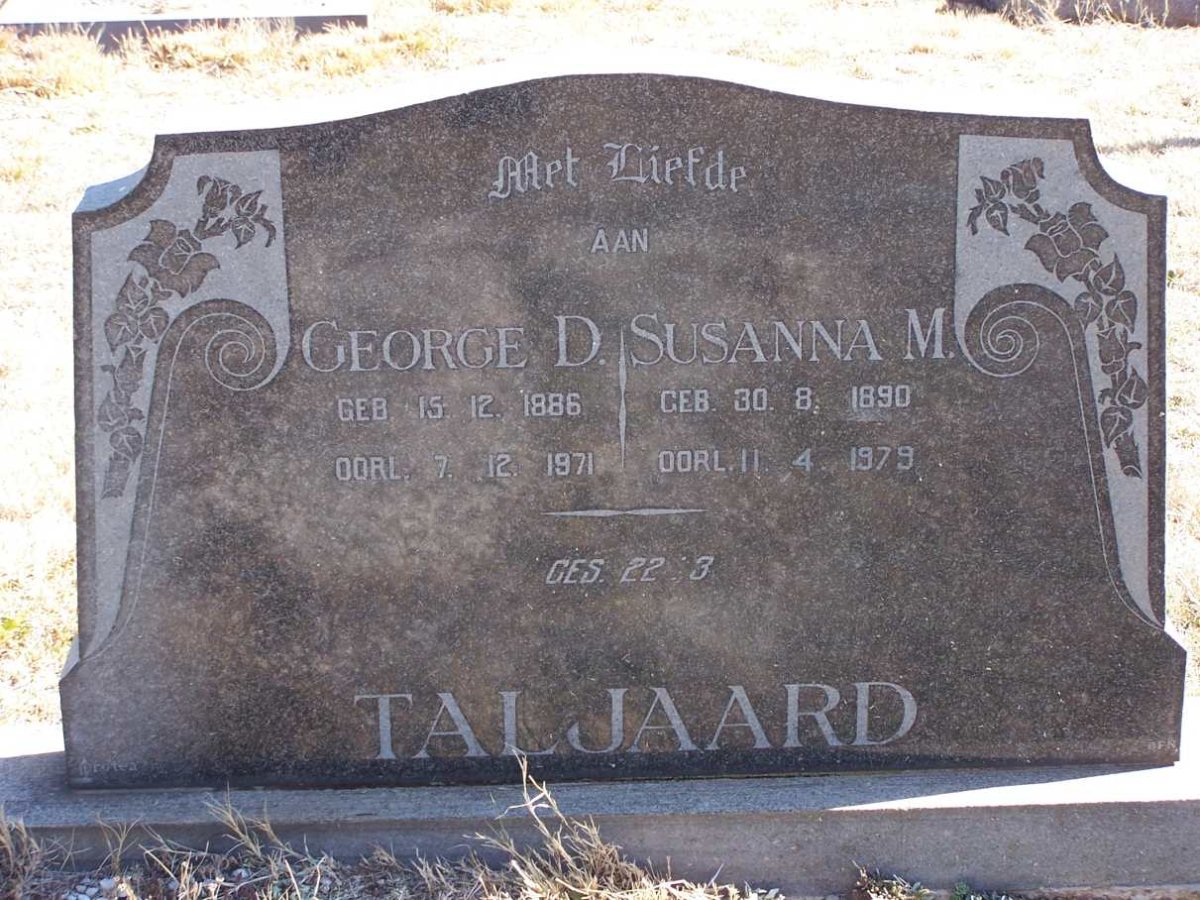 TALJAARD George D. 1886-1971 &amp; Susanna M. 1890-1979