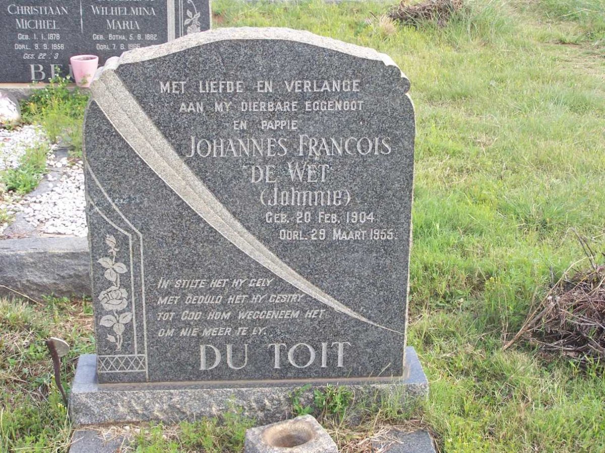 TOIT Johannes Francois de Wet, du 1904-1955