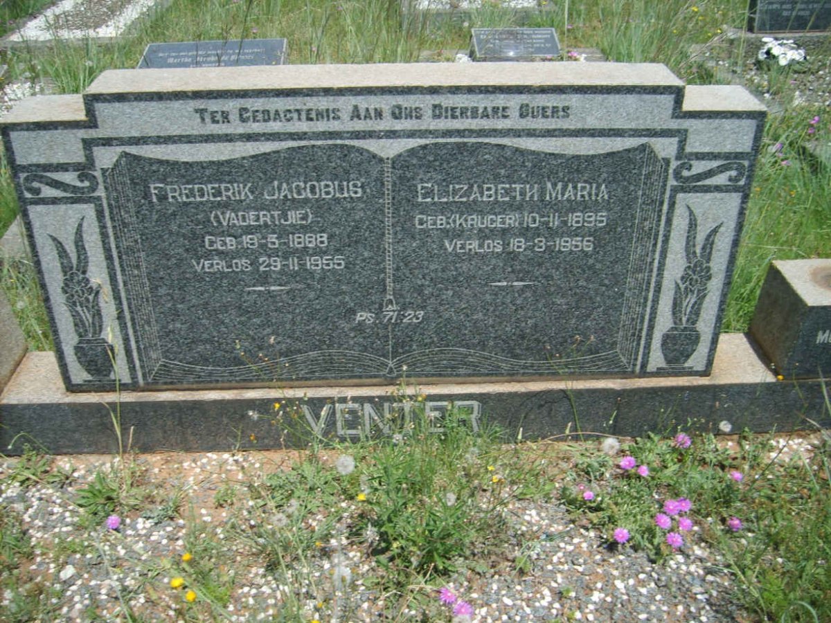 VENTER Frederik Jacobus 1888-1955 &amp; Elizabeth Maria KRUGER 1895-1956
