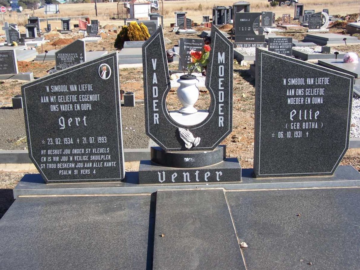 VENTER Gert 1934-1993 &amp; Ellie BOTHA 1931-