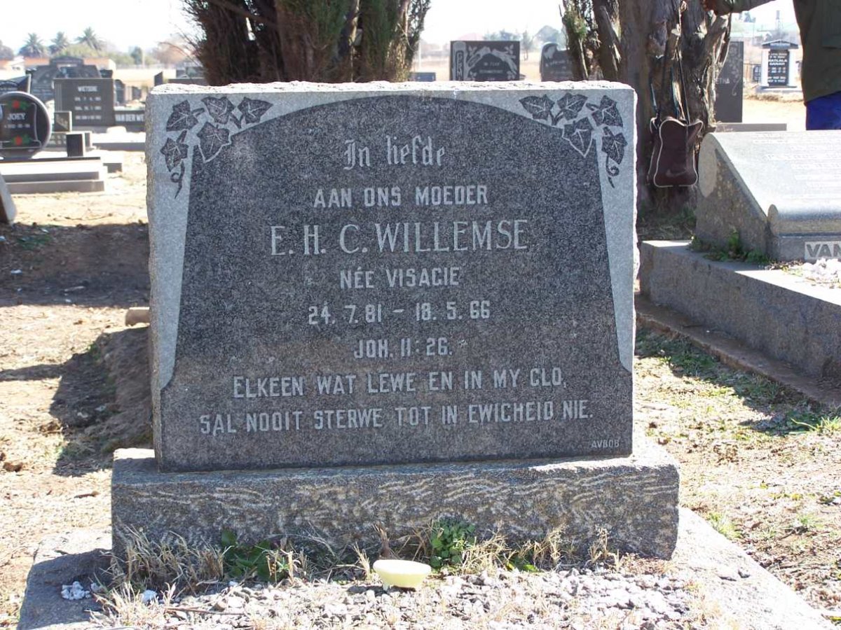 WILLEMSE E.H.C. nee VISAGIE 1881-1966