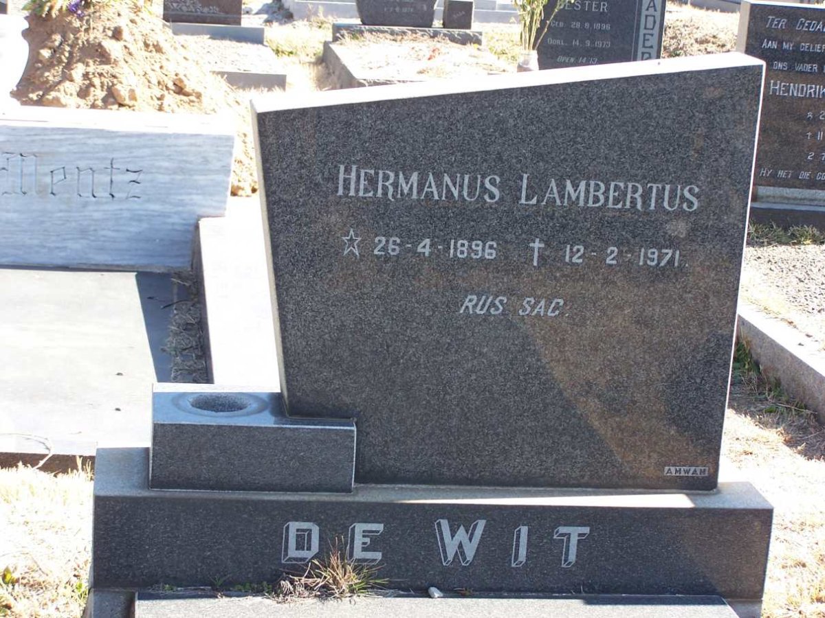 WIT Hermanus Lambertus, de 1896-1971