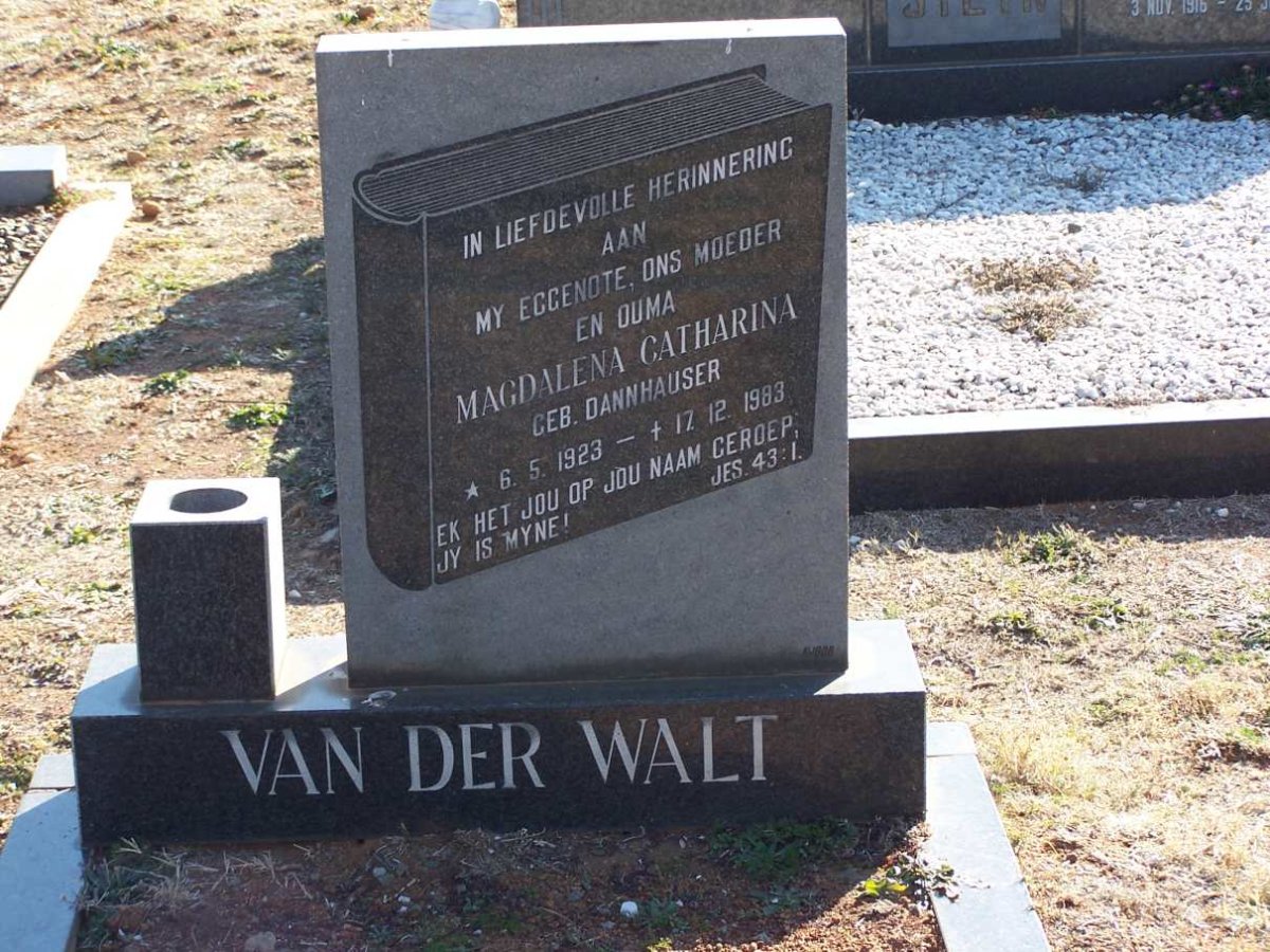WALT Magdalena Catharina, van der nee DANNHAUSER 1923-1983