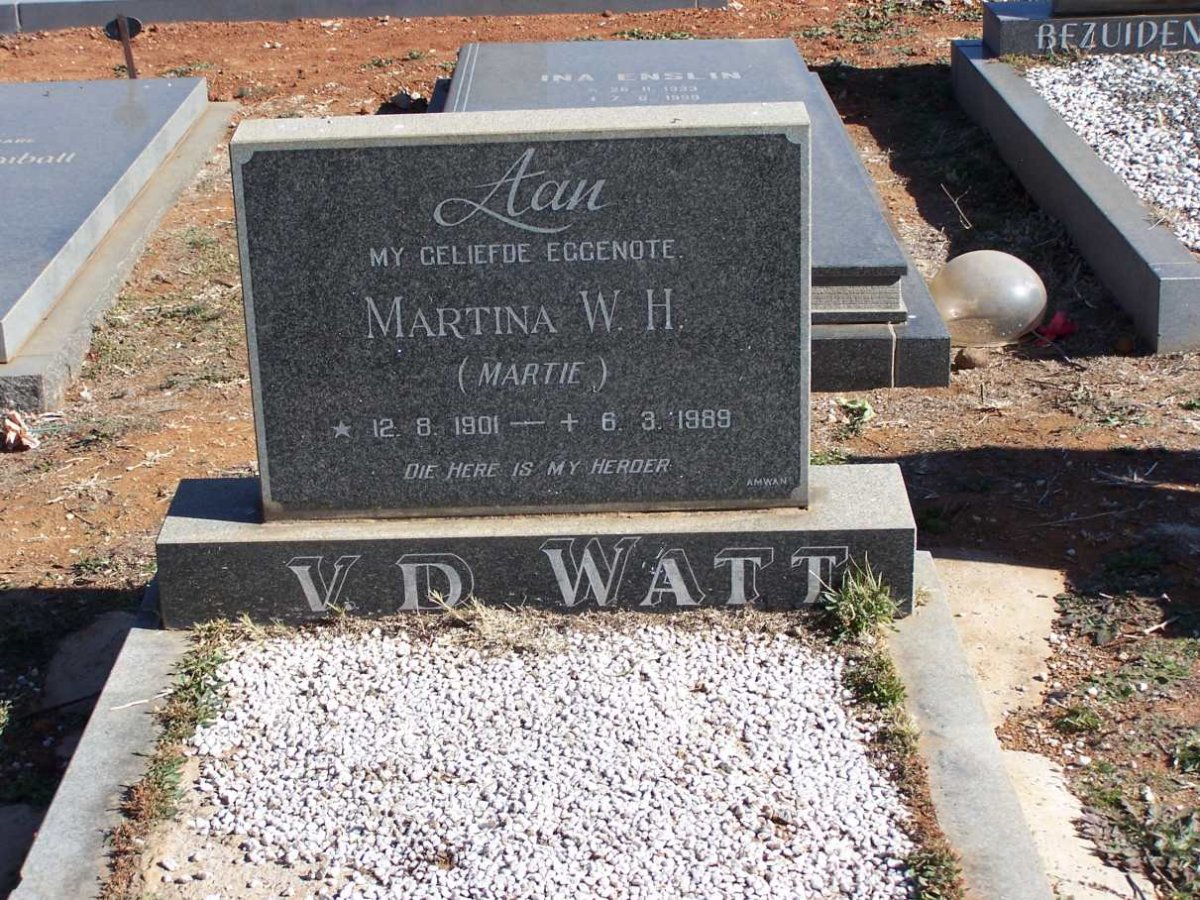 WATT Martina W.H., van der 1901-1989