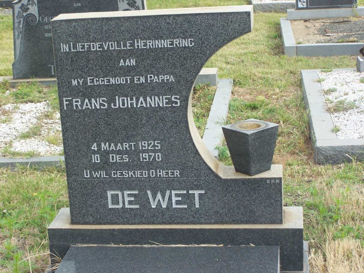 WET Frans Johannes, de 1925-1970
