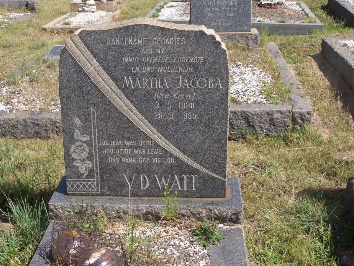 WATT Martha Jacoba, van der nee KEEVE 1930-1955