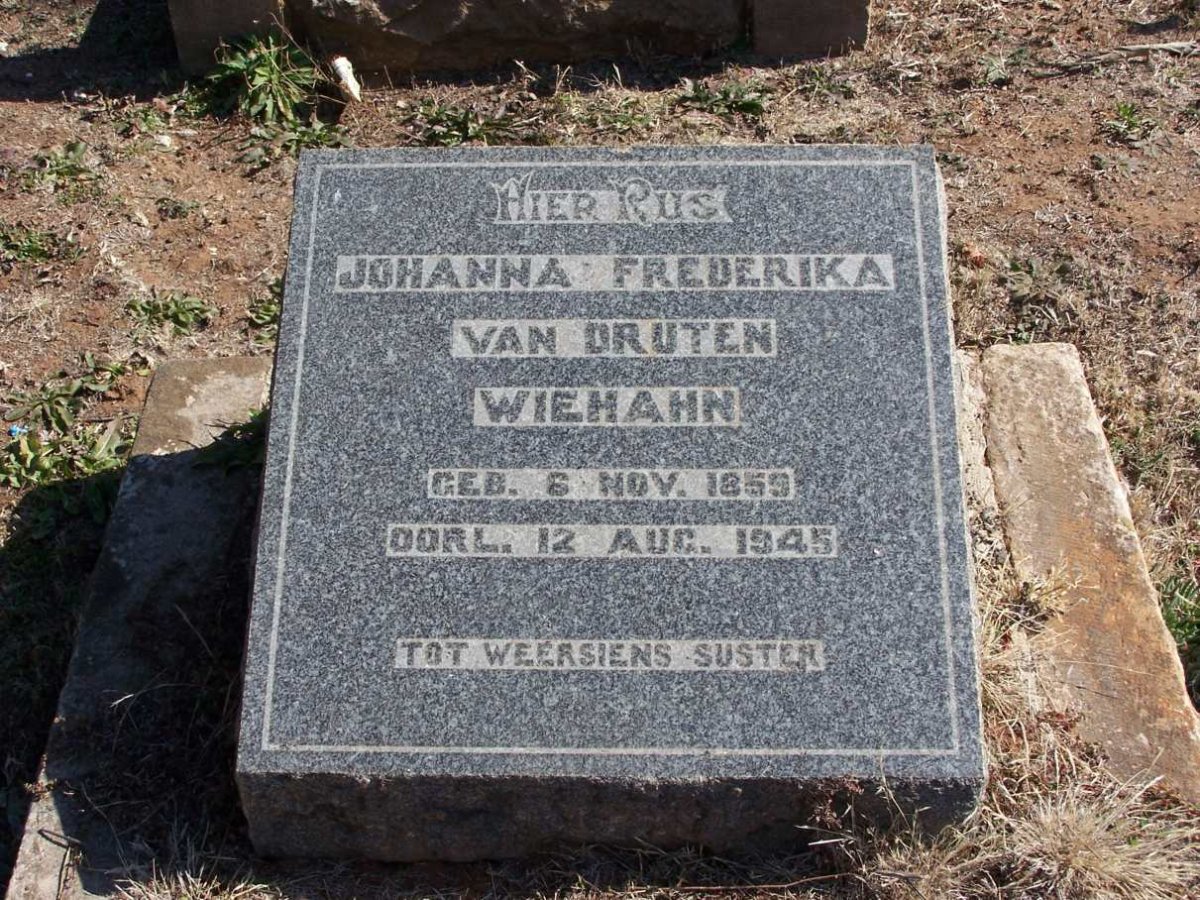 WIEHAHN Johanna Fredrika van Druten nee KRIEL 1859-1945