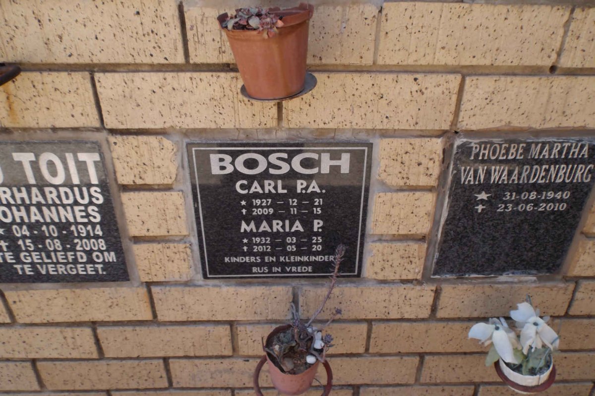 BOSCH Carl P.A. 1927-2009 &amp; Maria P. 1932-2012