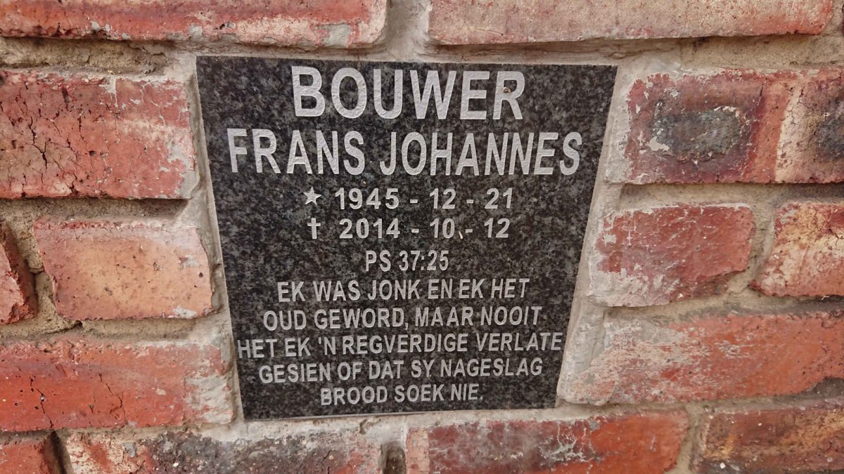BOUWER Frans Johannes 1945-2014