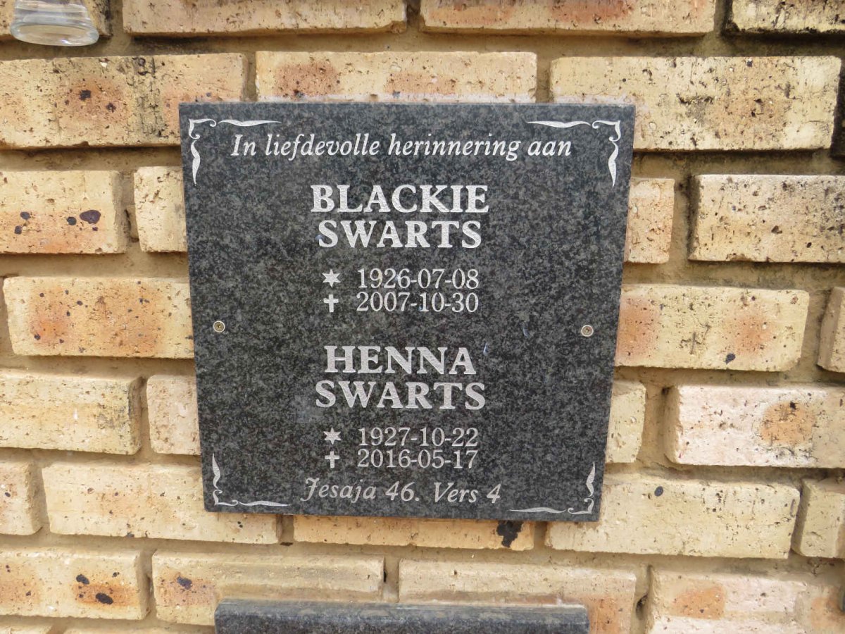 SWARTS Blackie 1926-2007 & Henna 1927-2016