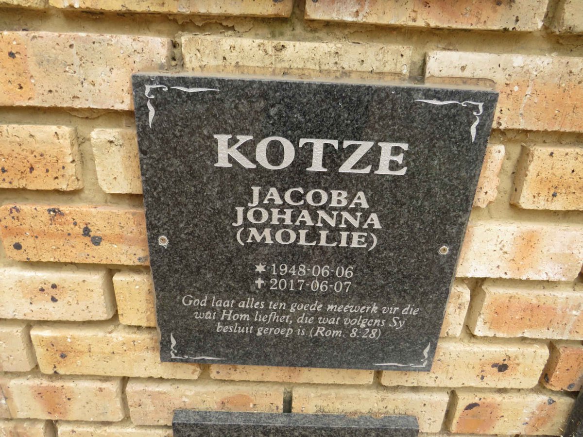 KOTZE Jacoba Johanna 1948-2017