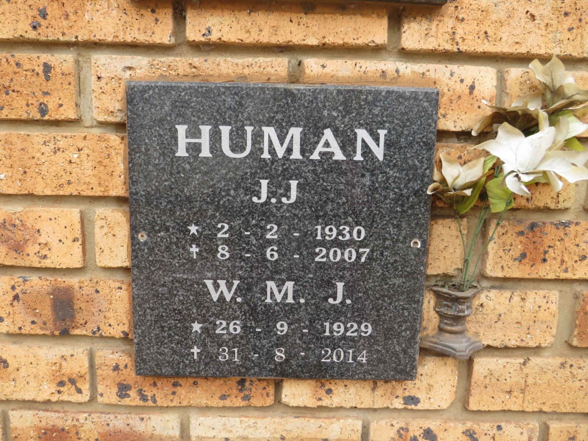 HUMAN J.J. 1930-2007 & W.M.J. 1929-2014