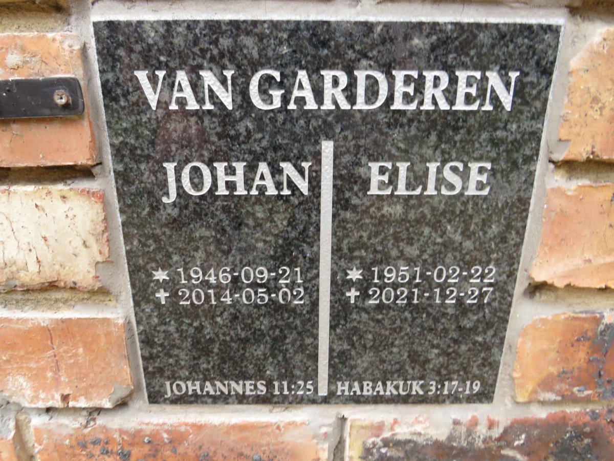 GARDEREN Johan, van 1946-2014 & Elise 1951-2021