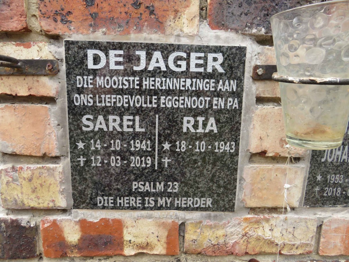JAGER Sarel, de 1941-2019 & Ria 1943-
