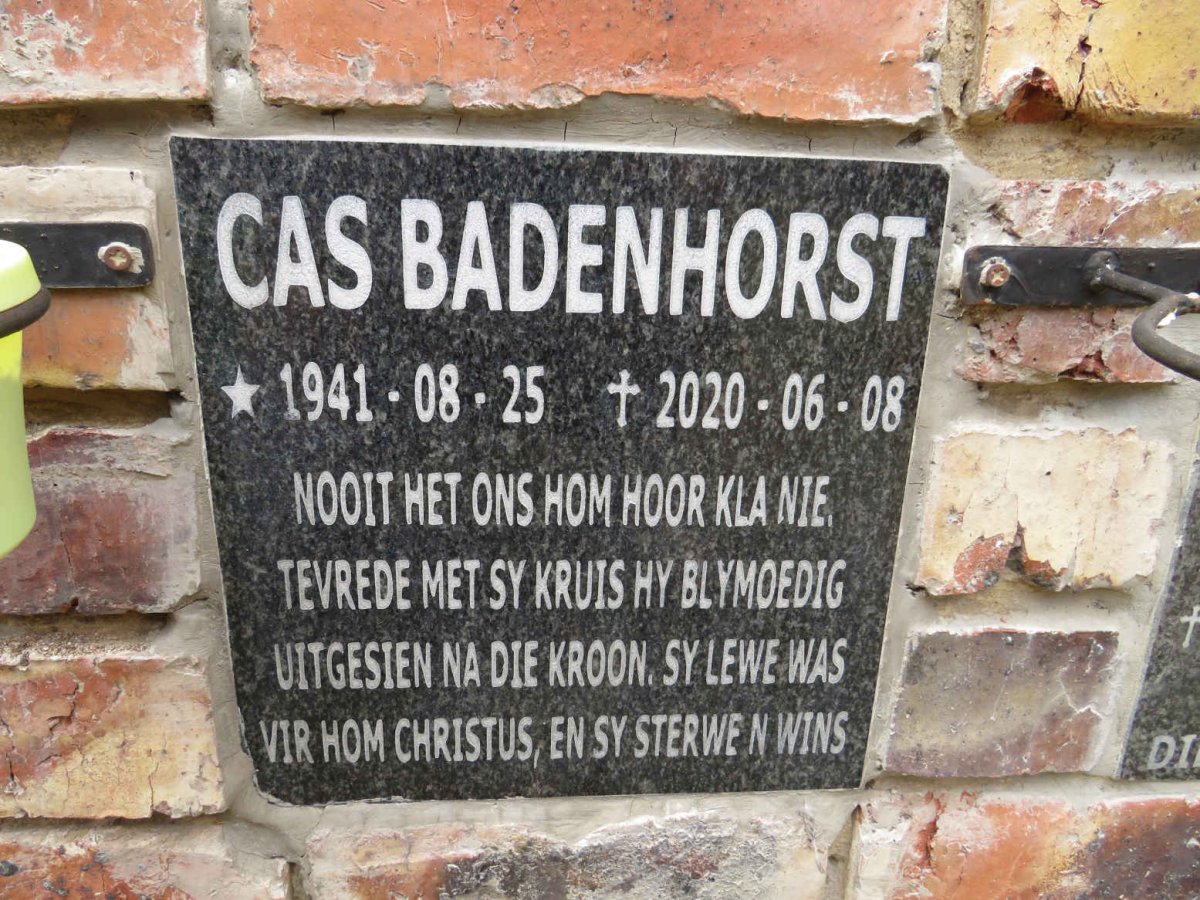 BADENHORST Cas 1941-2020