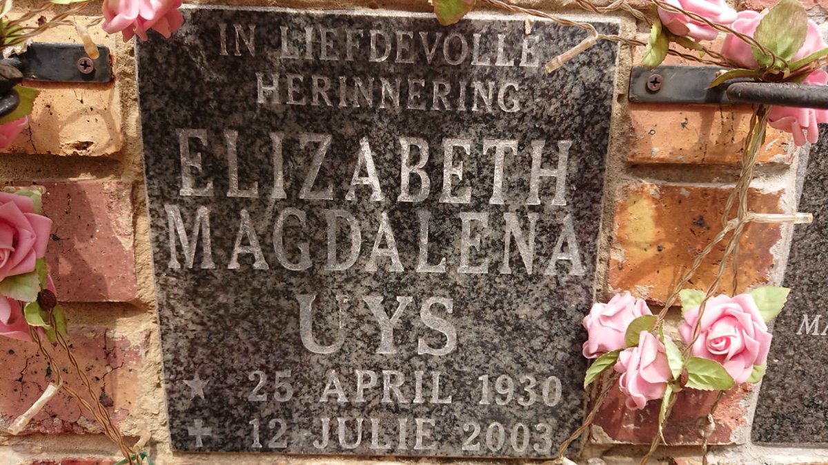 UYS Elizabeth Magdalena 1930-2003